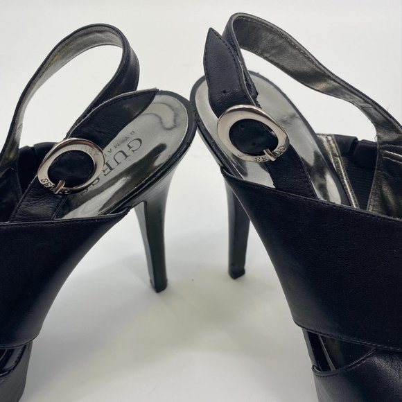 GUESS BY MARCIANO BLACK LEATHER HEELS - Picture 3 of 5